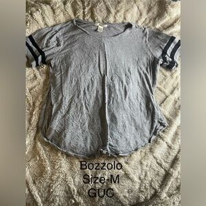 Bozzolo Gray Short Sleeve Tee with Black Stripes